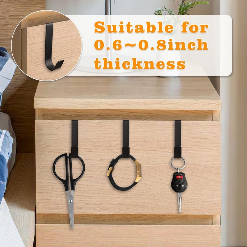 Deftomo 15 Pack Over The Cabinet Door Hooks, Cabinet Drawer Organizer, Metal Cabinet Hooks for Hanging Stocking Clothes Towels (Black) - Image 4